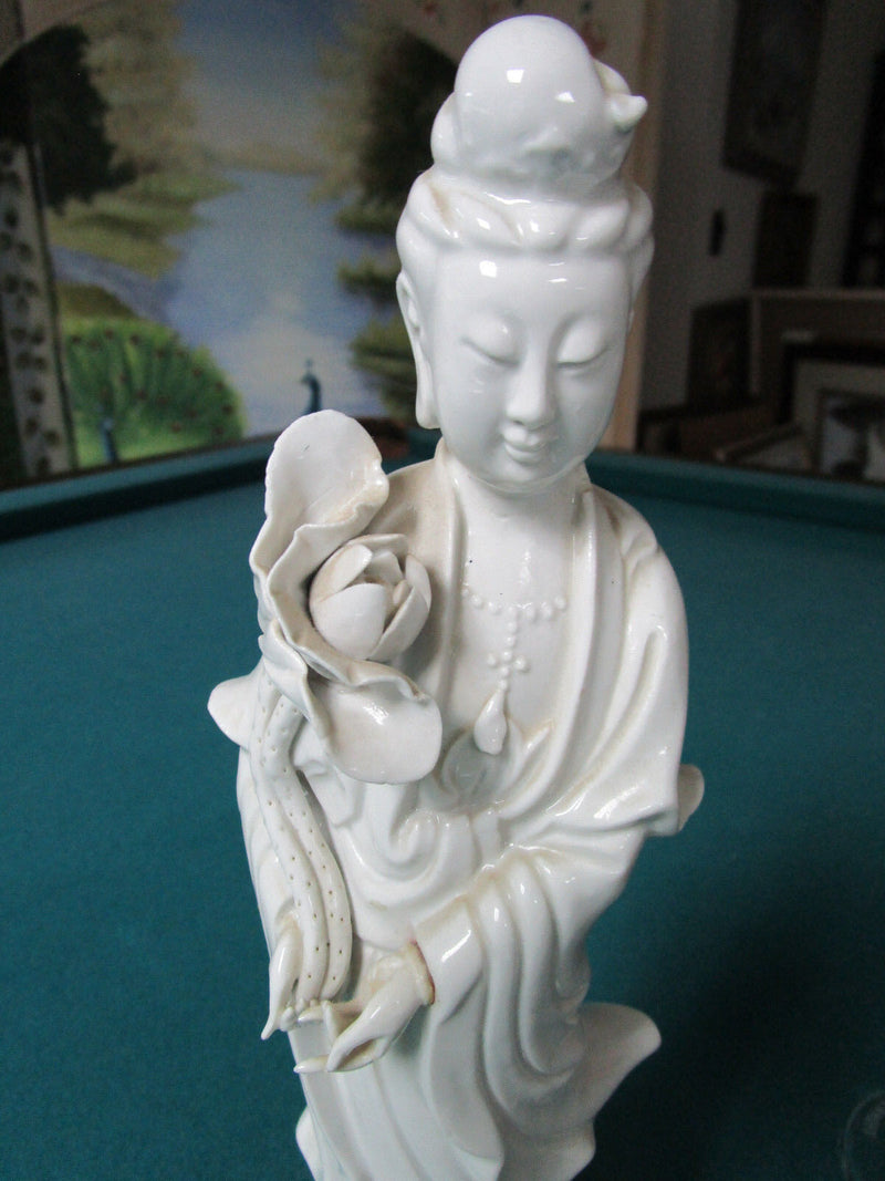 ANTIQUE CHINESE BLANC DE-CHINA SCULPTURE FIGURINE 12" [*3]