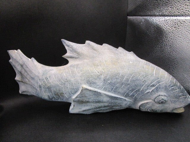 Koi Hand Carved 2 Fishes Sculpture Mango Wood Burned Embellished  2 Pcs ^^^