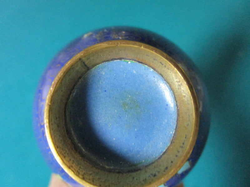 CLOISONNE CHINESE BLUE BUD VASE BLUE BIRD 5" [*CLOI]