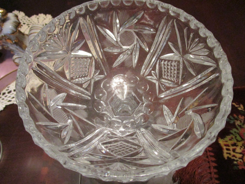 CRYSTAL CUT FOOTED COMPOTE AMERICNA BRILLIANT CUT