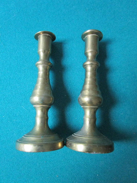 BRASS PAIR OF VINTAGE CANDLEHOLDERS 6 1/2" ORIGINAL