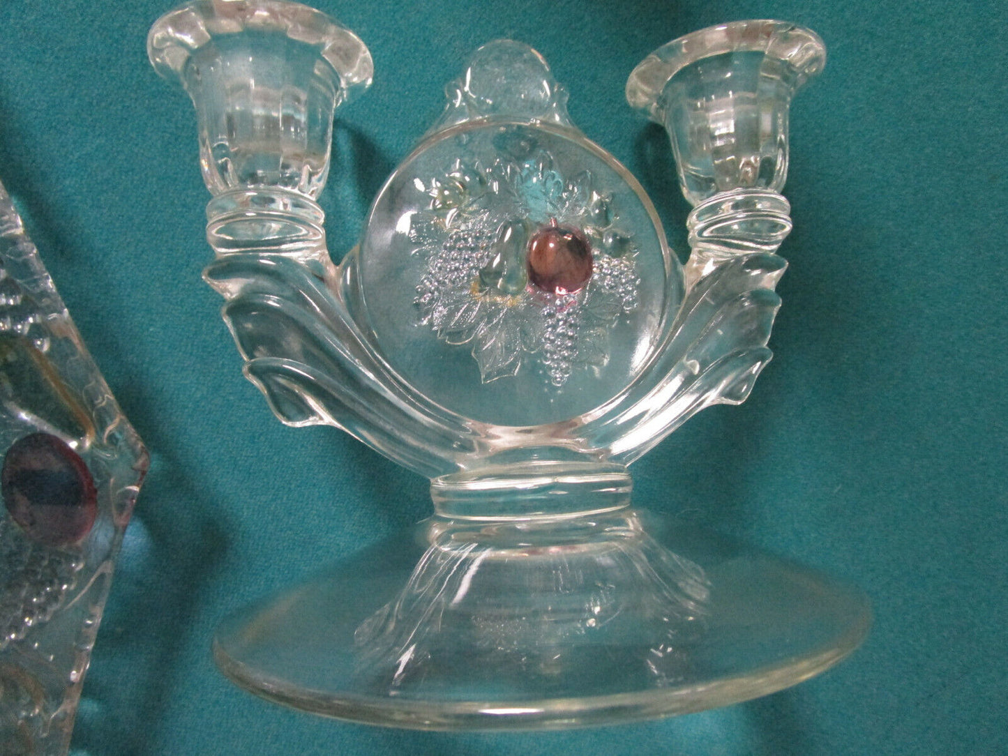 Westmoreland ANTIQUE Glass DELLA ROBBIA fruits pattern TRAY CREAMER SUGAR PICK 1