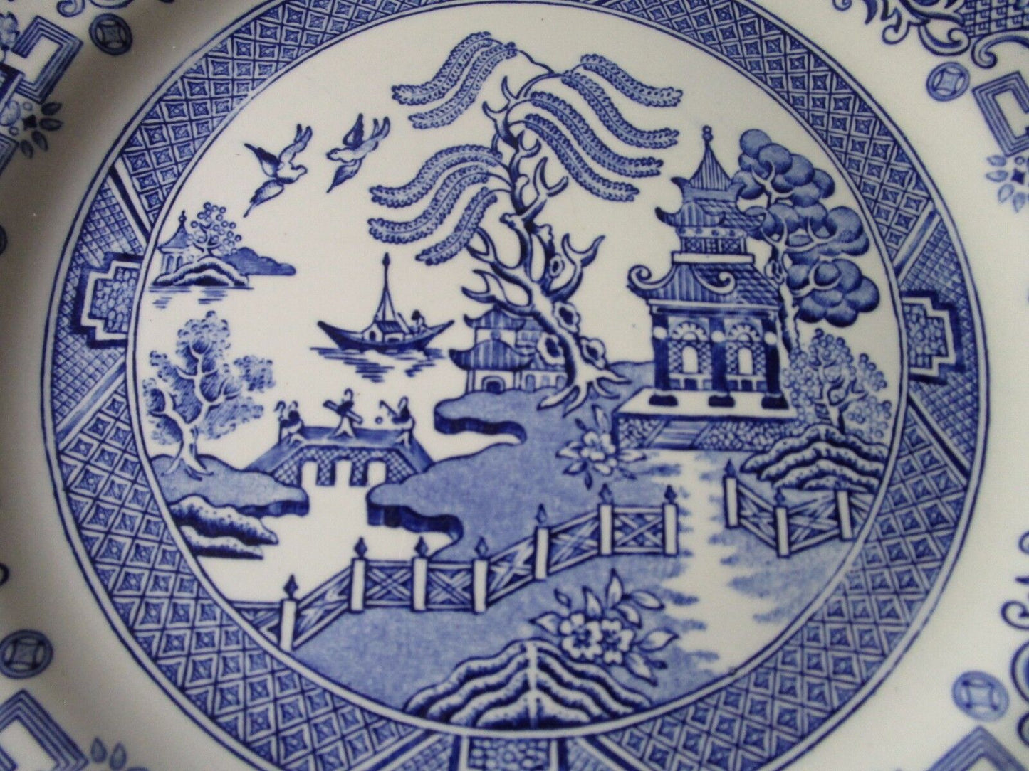 Vintage EIT English Ironstone Tableware 3 DINNER Plates England Blue Willow