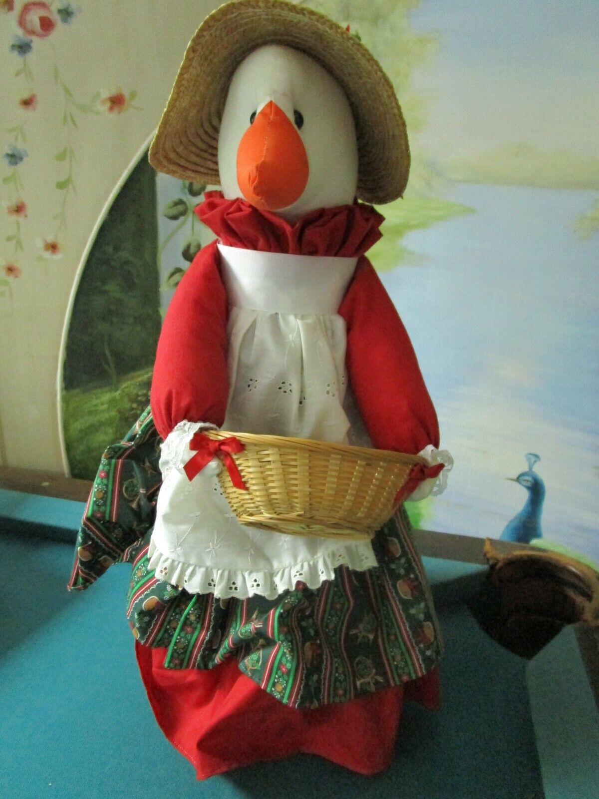 WAMSUTTA HALLMARK GOOSE COUNTRY DOLL WITH BASKET 22 CLOTH ^^