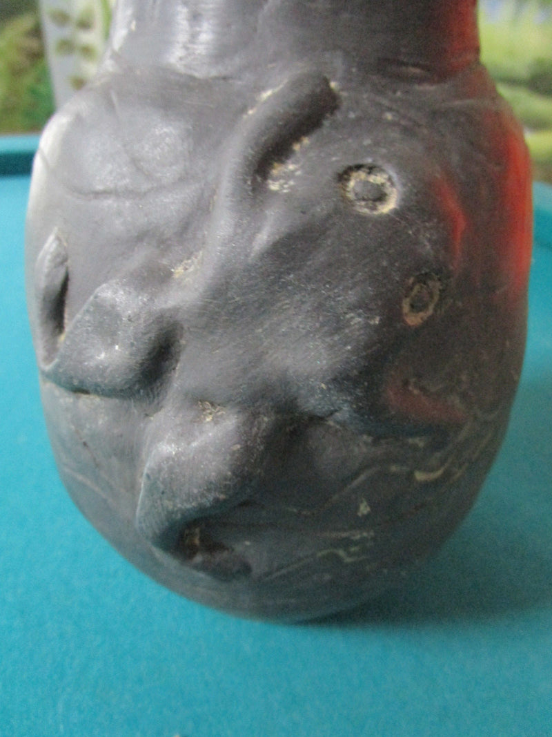 SOUTH WESTERN POTTEY BOWL DECANTER WITH FROG BLACK CERAMIC 7" [SW1]