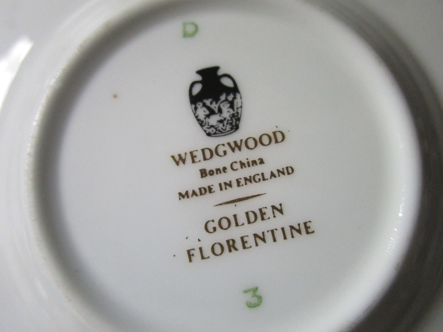 WEDGWOOD ENGLAND  ANTIQUE COFFEE CUP AND SAUCER GOLDEN FLORENTINE ORIGINAL