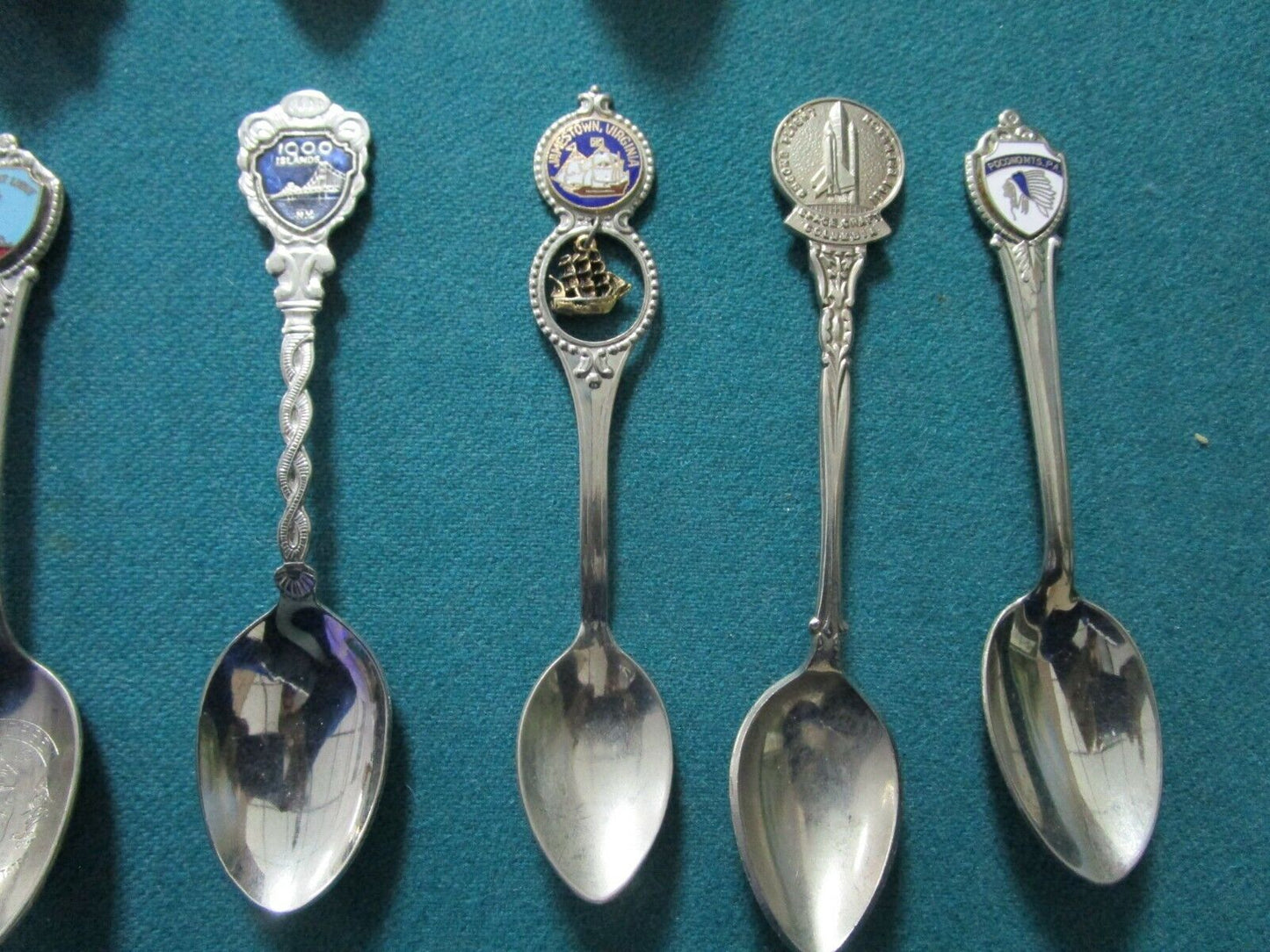 46 SOUVENIR SILVERPLATE  SPOONS USA AND INTERNATIONAL