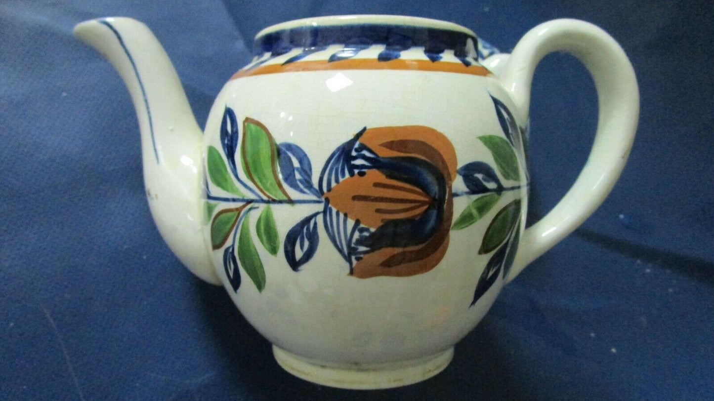 ANTIQUE ADAMS HANDPAINTED ONE CUP TEAPOT 5 1/4 X 6" [70]