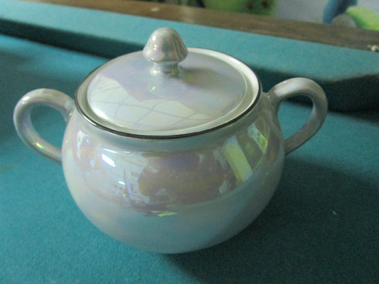 SCHOENAU GERMANY LUSTERWARE BLUE COVERED SUGAR  4 X 6 1/2"   [86]