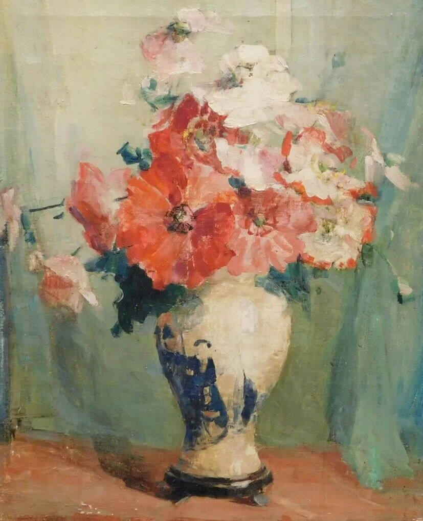 After Anna Fisher American, 1873-1942 Still Life vase floral painting on canvas