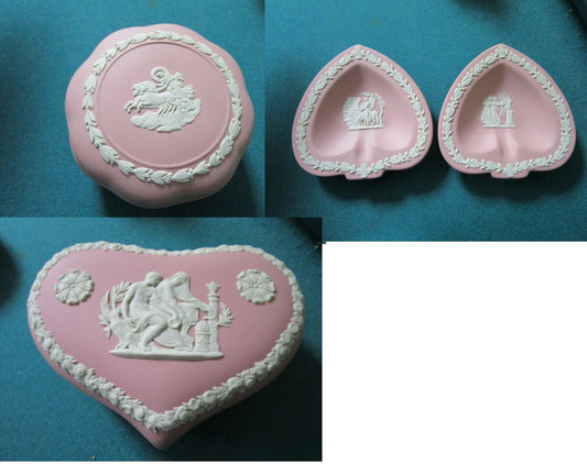 WEDGWOOD PINK JASPERWARE TRINKET BOX VANITY DISHES PICK ONE