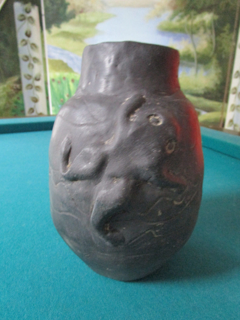 SOUTH WESTERN POTTEY BOWL DECANTER WITH FROG BLACK CERAMIC 7" [SW1]