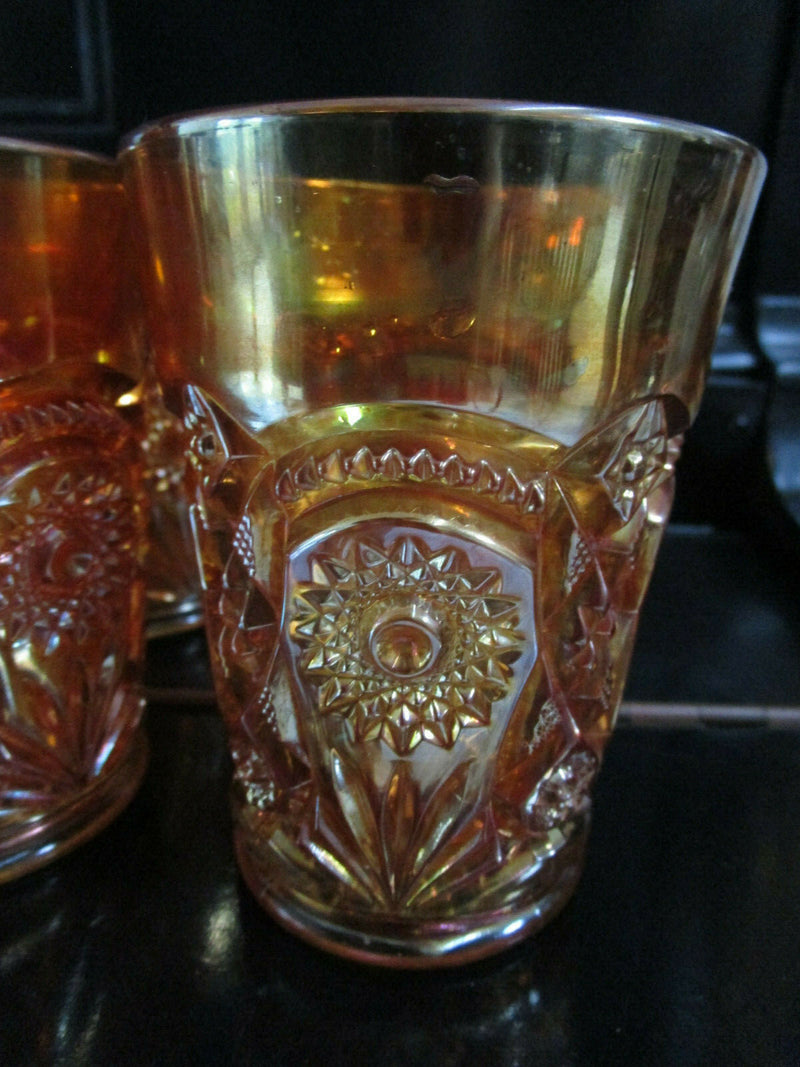 MARIGOLD IMPERIAL CARNIVAL GLASS PITCHER AND 6 TUMBLERS PICK 1