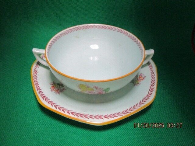 Antique Adams England Calyx Ware SOUP AND PLATE SET ^^