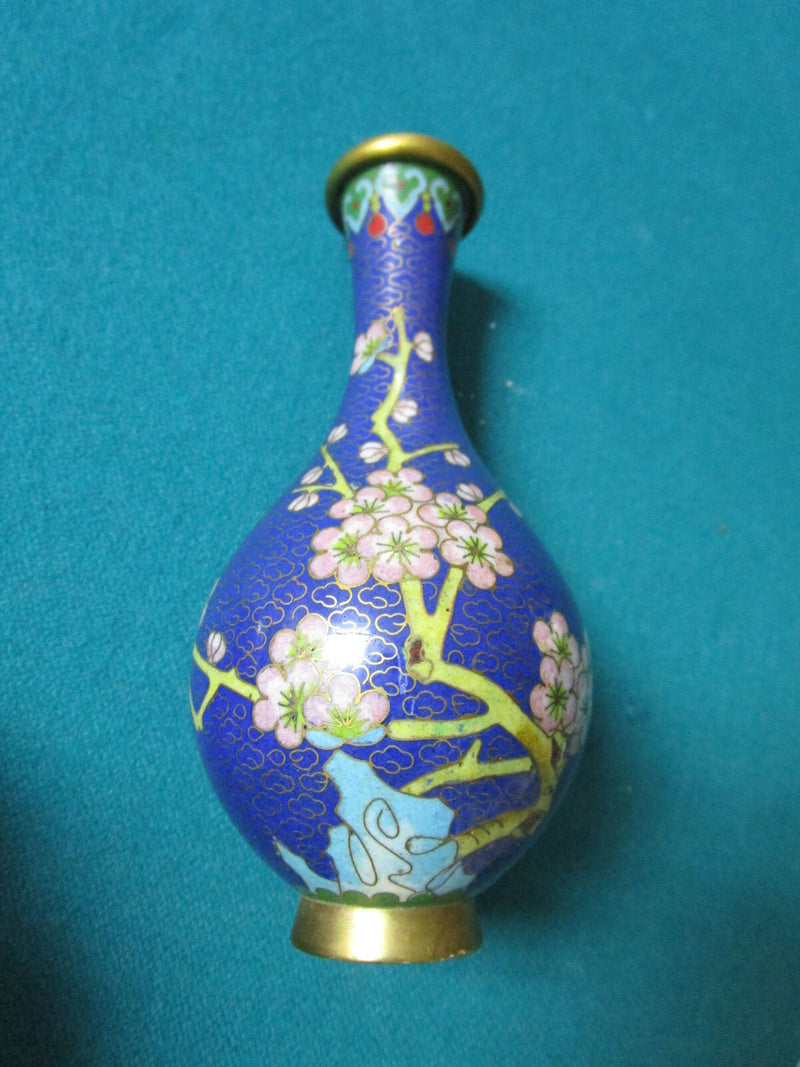 CLOISONNE CHINESE BLUE BUD VASE BLUE BIRD 5" [*CLOI]