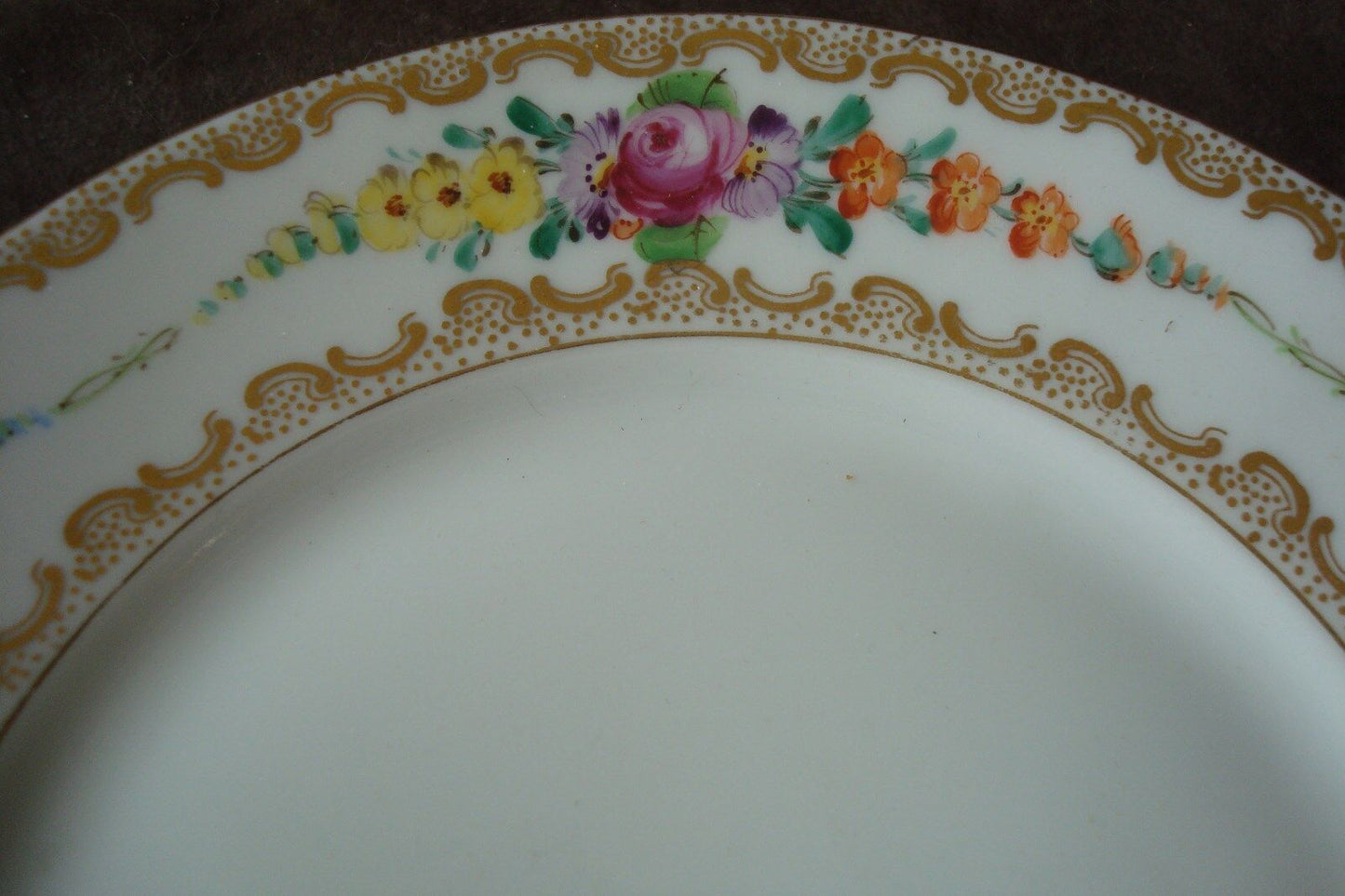 Thomas Bavaria decorated by Roloff, c 1920-1930s, 5 bread plates [rack]