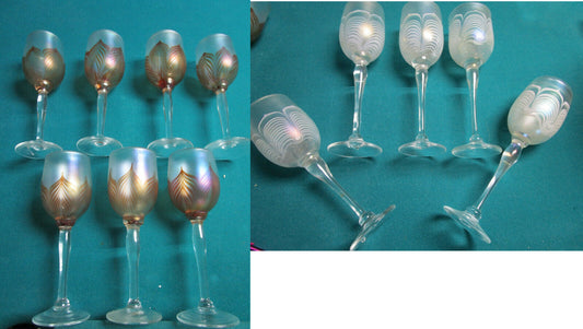 VANDERMARK STUDIO CLASSWARE WINE GOBLETS LIBERTY VILLAGE GOLD/WHITE  PICK 1 SET