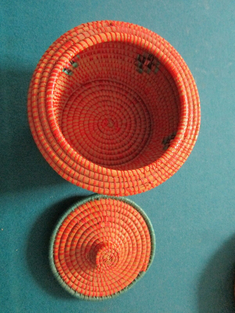 Handwoven Wicker Basket Covered Basket Made In Kenya Zulu Tribe  Africa Pick One