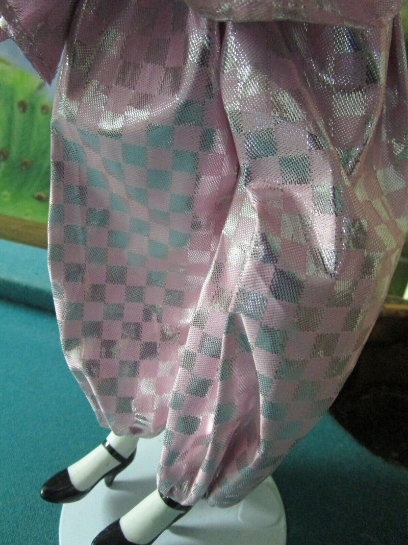 Harlequin Crying Jester Girls Deco Belle Epoque Silk Dresses Pink / Gold Pick1