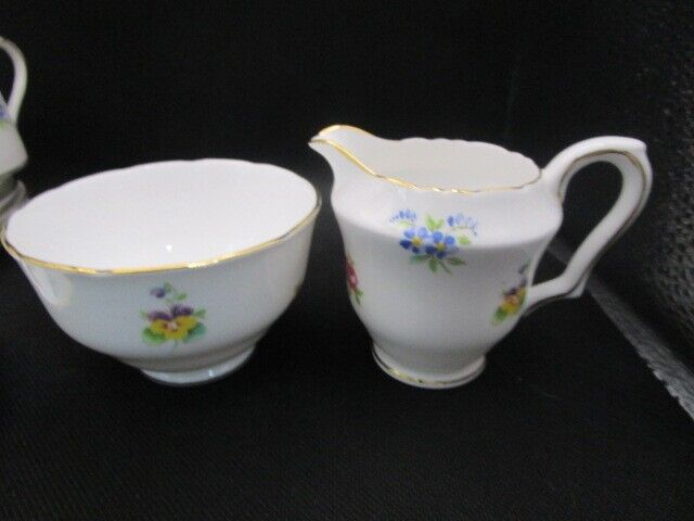 CROWN STAFFORDSHIRE ENGLAND FLAT DEMITASSE COFFEE FLORAL BOUQUET SET PICK 1