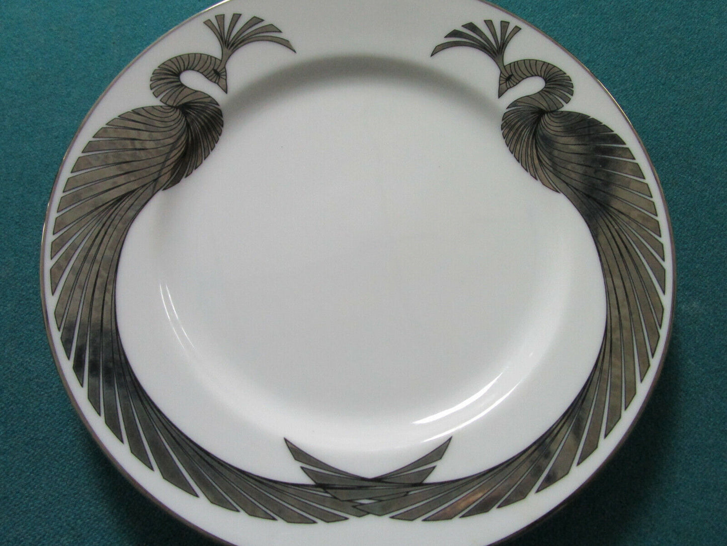 Phoenix Rising by Fitz & Floyd 4 SALAD PLATES 7 1/2" SILVER OVERLAY ^^