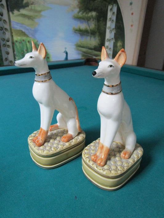 ANDREA SADEK PAIR OF SITTING DOGS GLOSSY CERAMIC 9 1/2" RARE