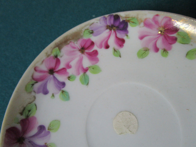 Midcentury Cups And Saucers Made In Japan Purple Pink Flowers Gorgeous