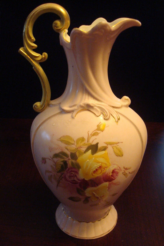 Vintage Robert Hanke Austria Porcelain Pitcher Ewer Pink by Royal Wettin[2pu]