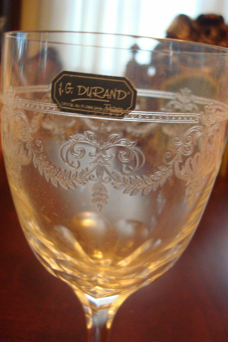 DURAND CRYSTAL FRANCE CANDLESTICK, GOBLETS WINE GLASSES CHAMPAGNE FLUTES