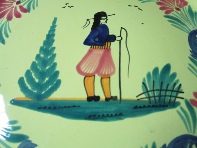 Hb Quimper France Round Trivet He Decor 11 1/2" C1980s