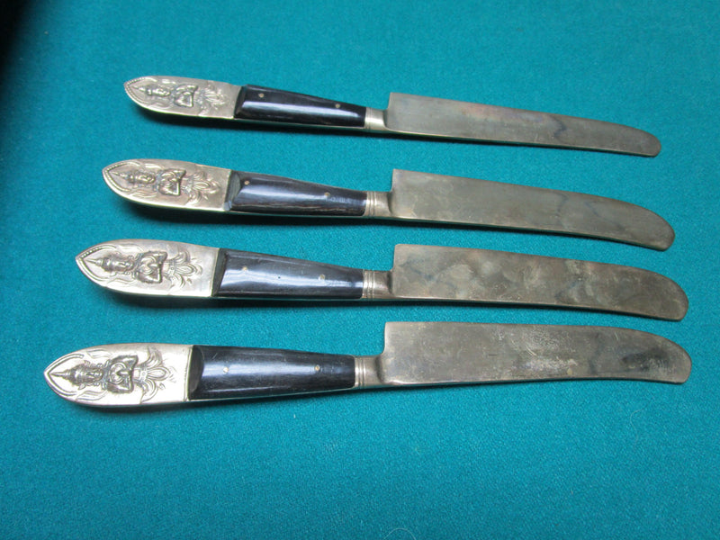 Knives Golden Metal Black Handle 4 With Far East Carving ^^^