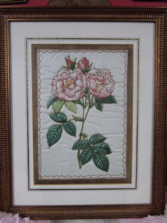 1800s EMBROIDERY NEEDLE POINT ON SILK ROSES