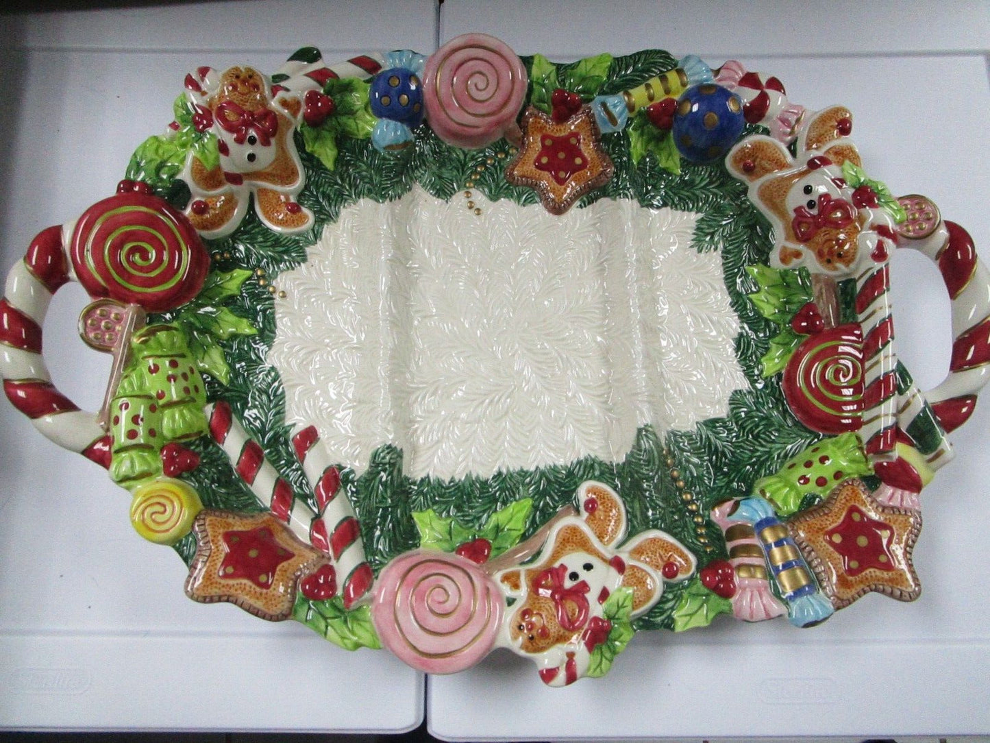 Fitz & Floyd monumental tray Christmas decor candies treats 19"