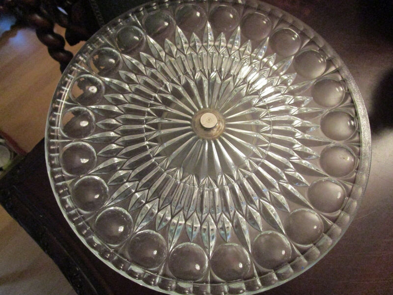 Vintage Mid Century Pressed Clear Glass Silverplate Foot 3 X 11" [*]