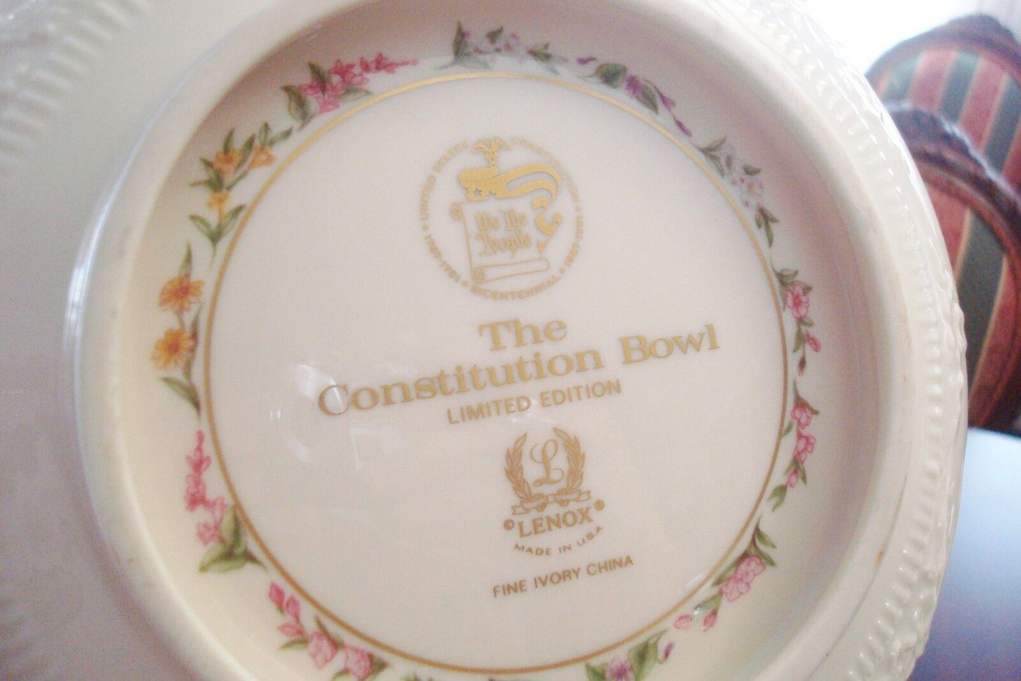 Vintage Lenox Fine China Bowl, "The Constitution Bowl", Limited Edition RARE