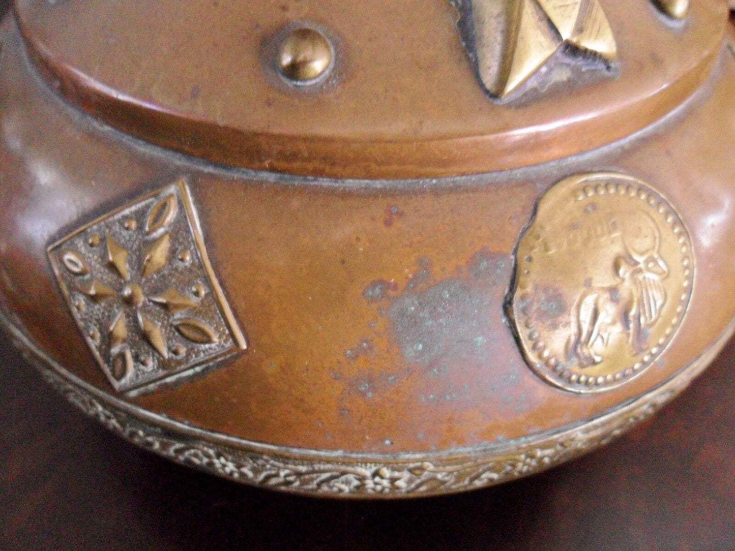 Vintage Original Brass Pot made in Israel with Zodiac medallions applied[*]