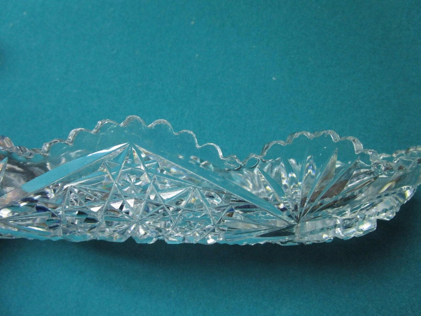 ZCHEKOSLOVAKIA BOHEMIA oval bowl CRYSTAL CUT RELISH DISH