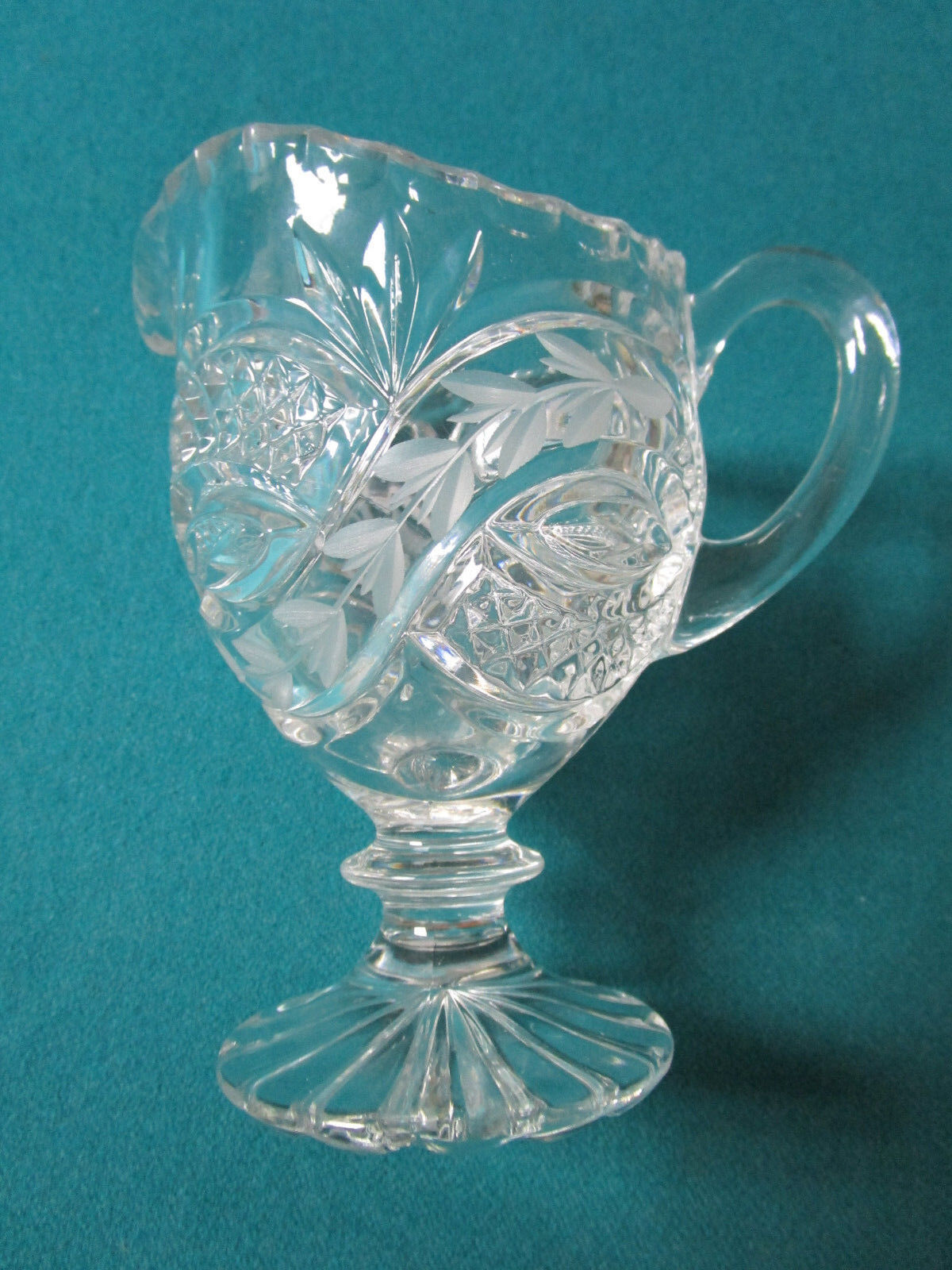 AMERICAN BRILLIANT CRYSTAL CUT FOOTED CREAMER 6" [61]