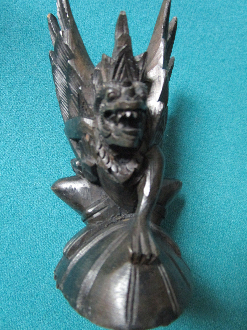 CHINESE GARGOYLE BLACK WOOD CARVING  4 1/2" original ```