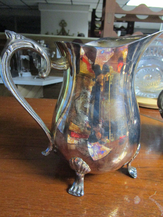 1970s Leonard Silverplate Water Pitcher with Ice  Lip 9" ORIGINAL