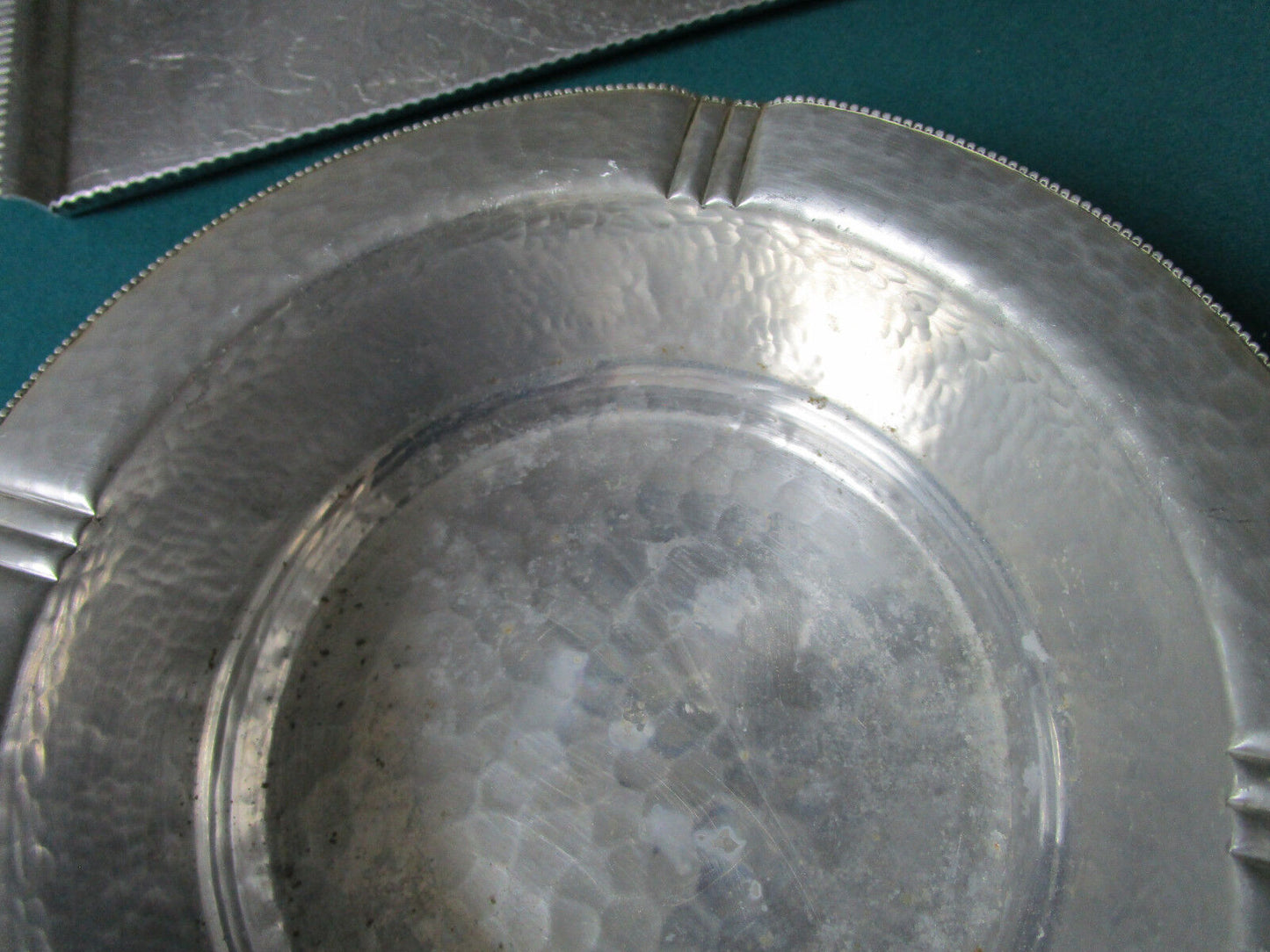 ALUMINUM BOWL AND TRAY  HAMMERED BY FD