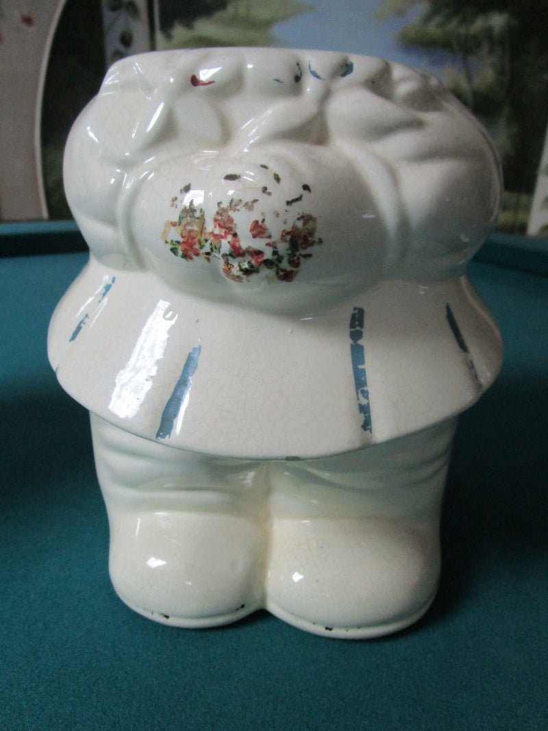 Vintage American Bisque Turnabout Bear Cookie Jar Two Sided Boy&Girl,12" Tall