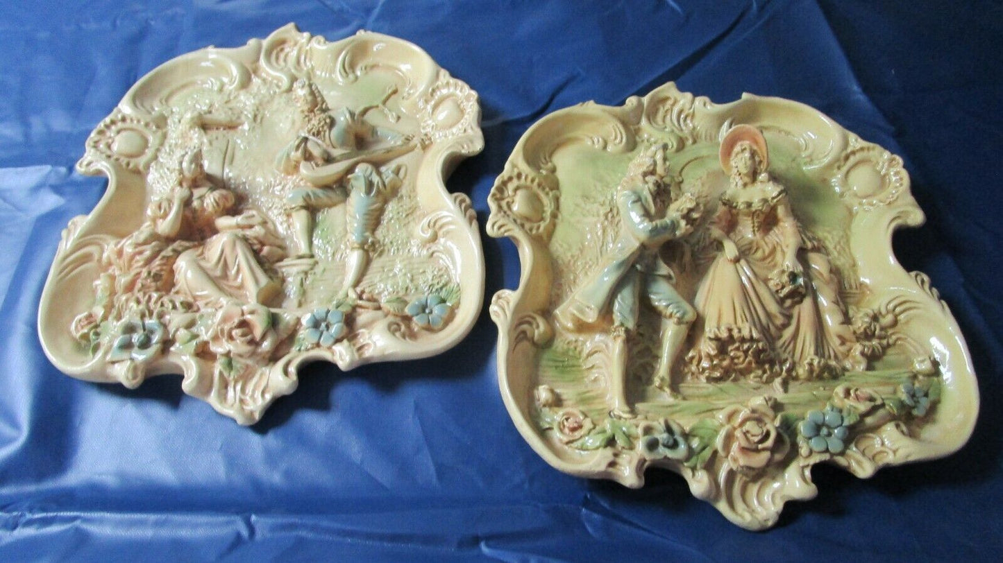 17 X 15" PAIR OF WALL PLAQUES RESIN VICTORIAN WALL DECOR