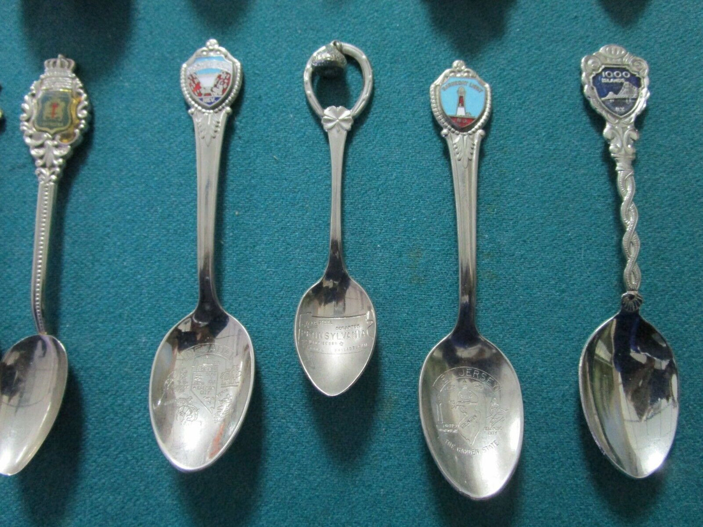 46 SOUVENIR SILVERPLATE  SPOONS USA AND INTERNATIONAL