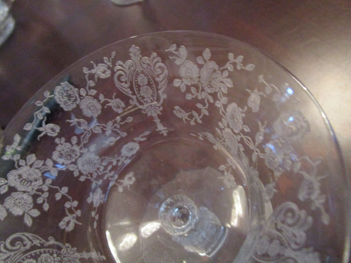 2 Rose Point CAMBRIDGE Etched Crystal PIECES, 2 SHERBETS