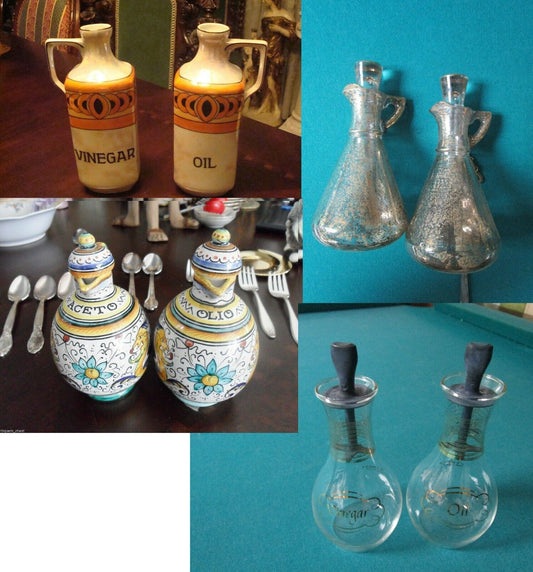 Oil Vinegar Crust Bottles Deruta – Pyrex- Lusterware Czech Pick 1