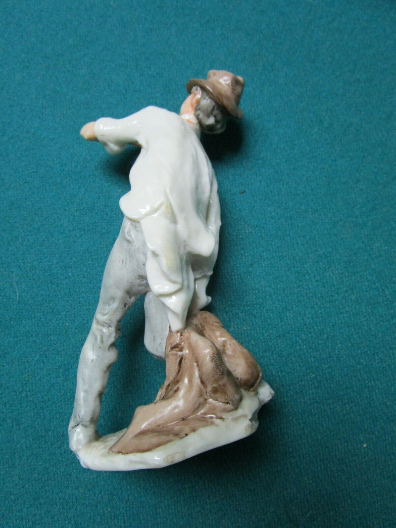 CAPODIMONTE FIGURINE ITALY MIDCENTURY DRUNK - OLD LADY - FLUTE MAN- BENCH GENTLE