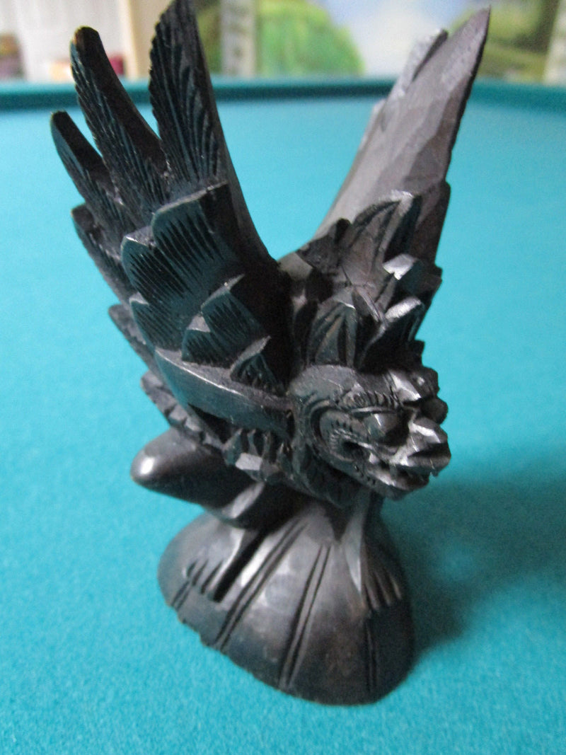 CHINESE GARGOYLE BLACK WOOD CARVING  4 1/2" original ```