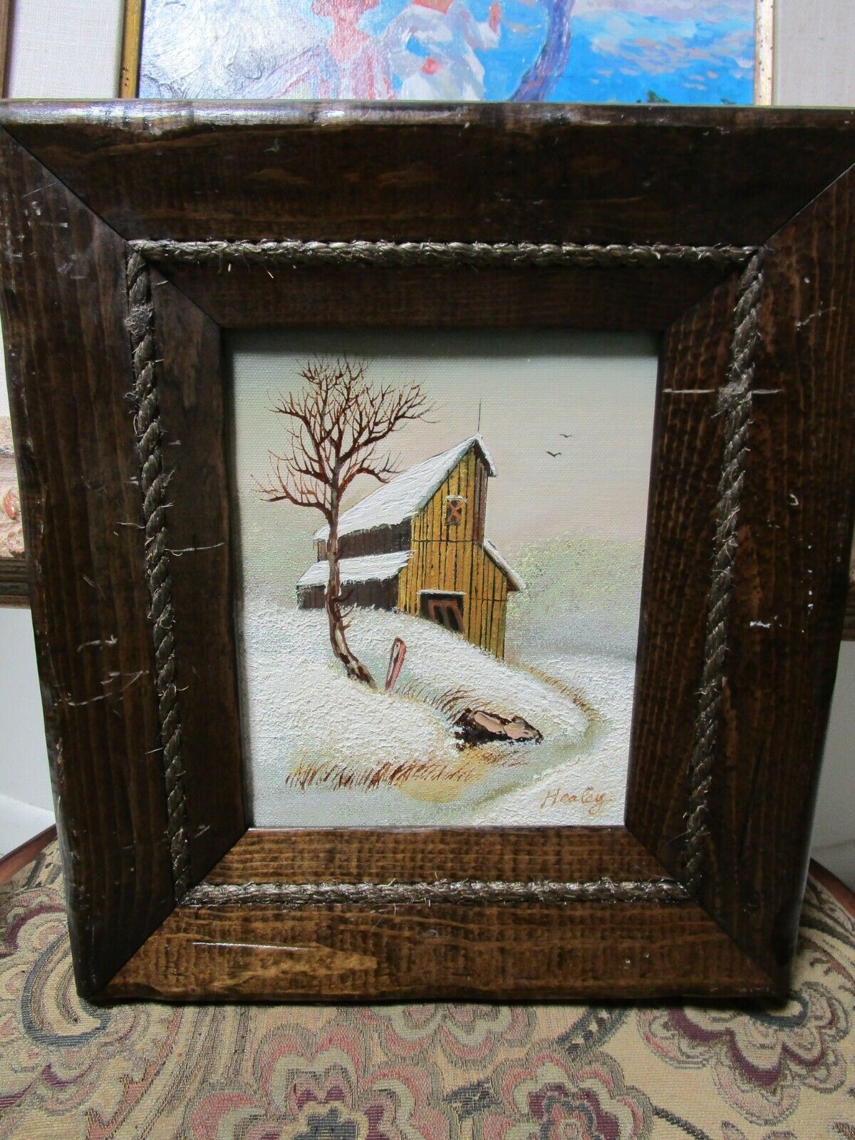 WINTER SCENE SIGNED HEALEY OIL ON BOARD ORIGINAL, PROFESSIONALLY FRAMED 16 X 14