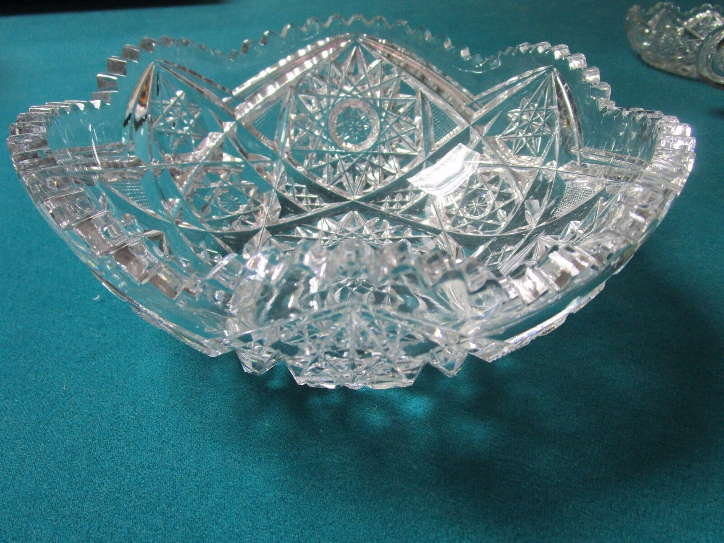 AMERICAN BRILLIANT ROUND  bowl CRYSTAL CUT STARS DESIGN 3X8" [GL-1]